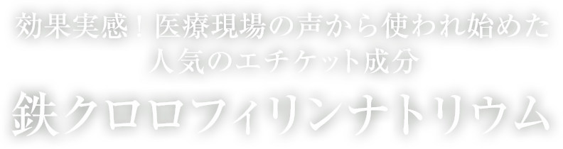 効果実感!医療現場の声から使われ始めた人気のエチケット成分「鉄クロロフィリンナトリウム」