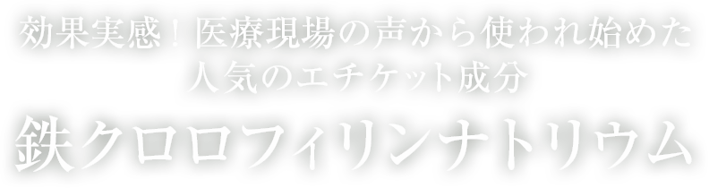 効果実感！医療現場の声から使われ始めた人気のエチケット成分「鉄クロロフィリンナトリウム」